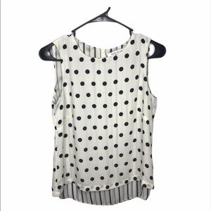 🌻Rose & Olive Black White Polka Dot Striped Tank